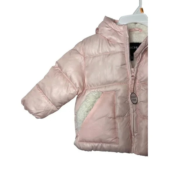 Rothschild Jacket Baby Girls Sz 12 Months Kids Puffer Coat Winter Fall Pink Hood